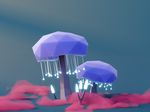 Low Poly Fantasy Trees Vol 4 3D Model