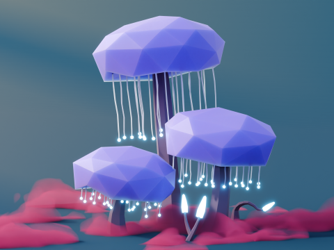 Low Poly Fantasy Trees Vol 4 3D Model
