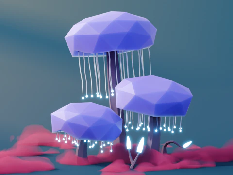 Low Poly Fantasy Trees Vol 4 3D Model
