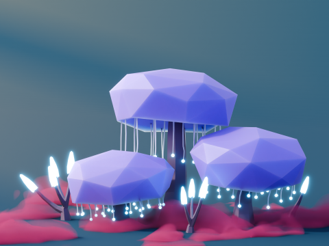 Low Poly Fantasy Trees Vol 4 3D Model