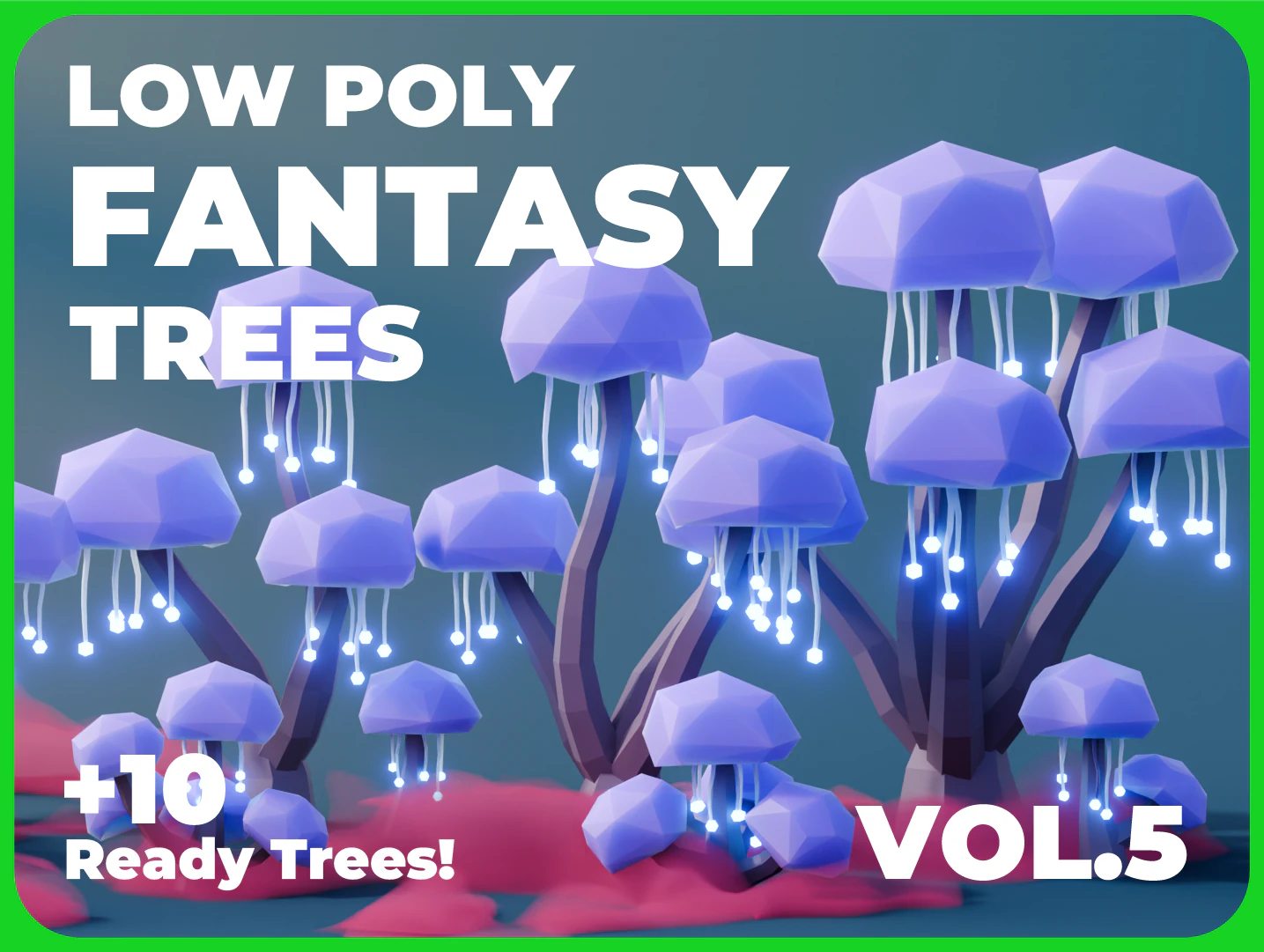 Low Poly Fantasy Trees Vol 5 3D Model .c4d .max .obj .3ds .fbx .stl .blend 