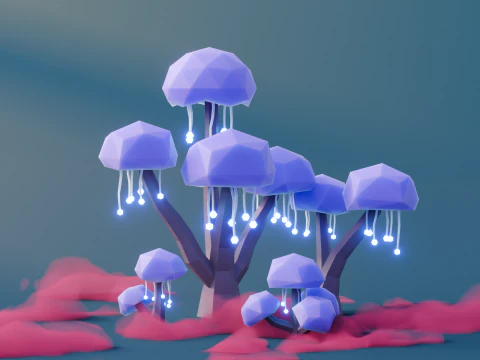 Low Poly Fantasy Trees Vol 5 3D Model
