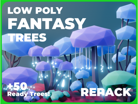 Low Poly Fantasy Trees Repack Model 3D