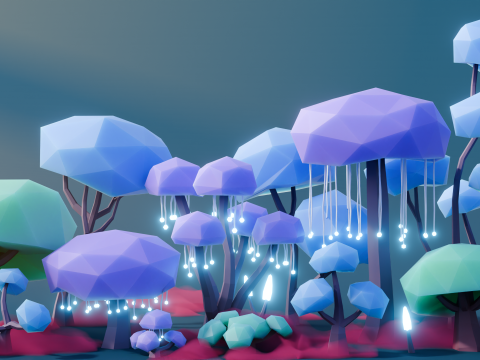 Low Poly Fantasy Trees Repack Modello 3D