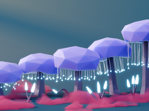 Low Poly Fantasy Trees Repack Modello 3D