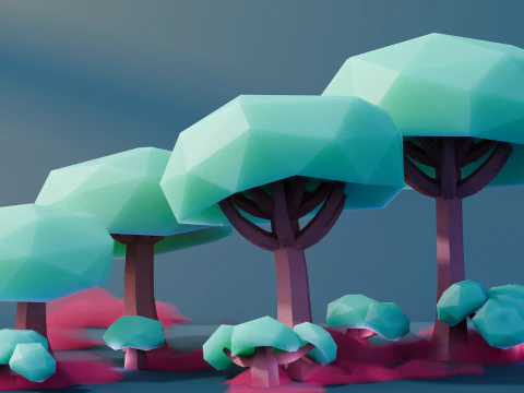 Low Poly Fantasy Trees Repack 3D Model