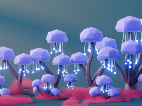 Low Poly Fantasy Trees Repack Modello 3D