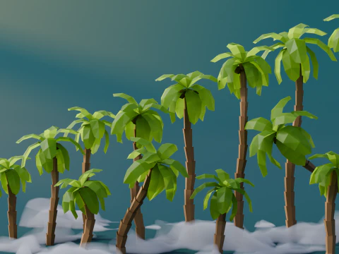 Low Poly Palms 3D Model