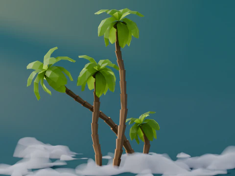 Low Poly Palms 3D Model