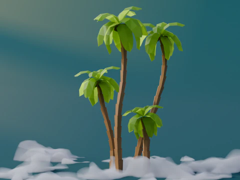 Low Poly Palms 3D Model
