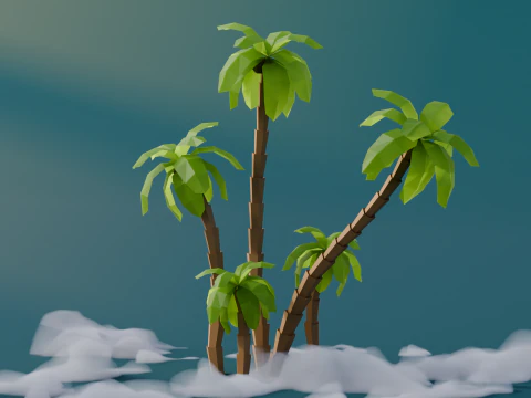 Low Poly Palms 3D Model