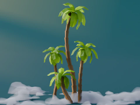 Low Poly Palms 3D Model