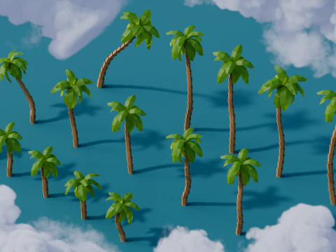 Low Poly Palms 3D Model