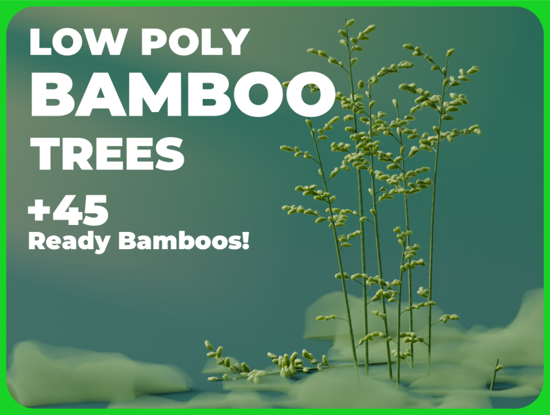 Low Poly Bamboo Trees Model 3D .c4d .max .obj .3ds .fbx .stl .blend 