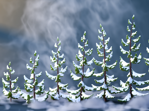 Low Poly Pines 3D मॉडल