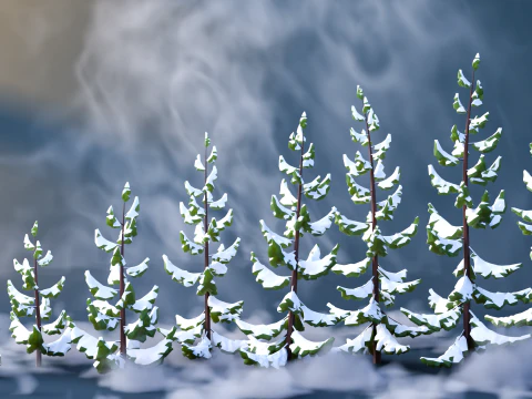 Low Poly Pines 3D Model