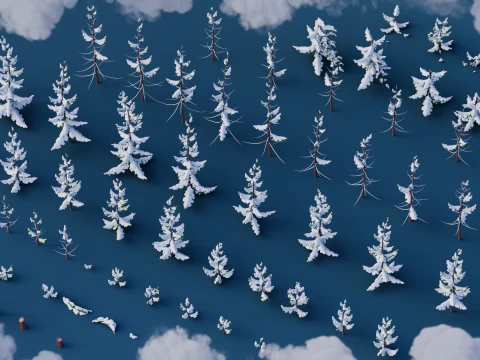 Low Poly Pines 3D Model