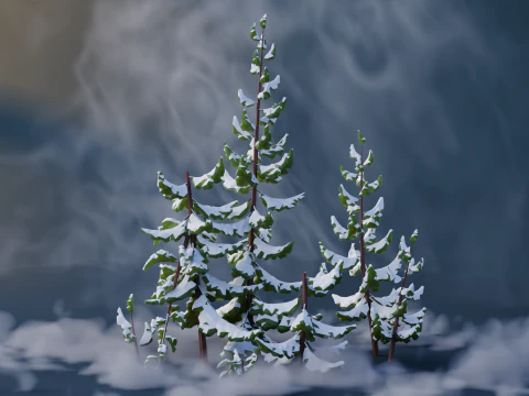 Low Poly Pines 3D Model
