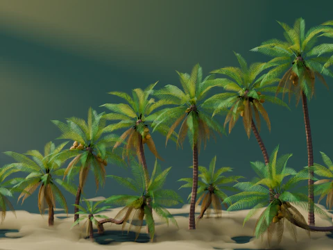 Low Poly Tropical Palms 3D Model