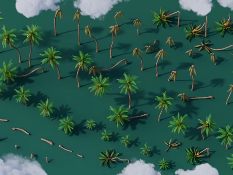 Low Poly Tropical Palms 3D Model