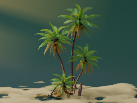 Low Poly Tropical Palms Modelo 3D
