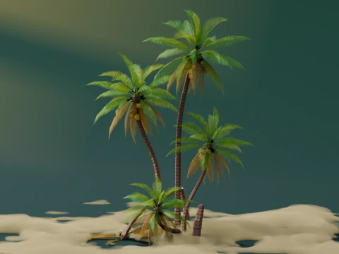 Low Poly Tropical Palms 3D Model