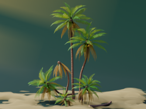 Low Poly Tropical Palms Modelo 3D