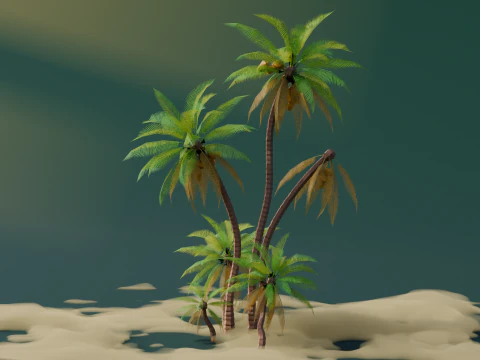 Low Poly Tropical Palms 3D Model