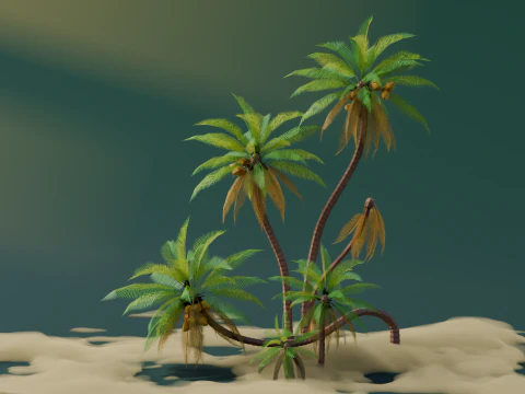 Low Poly Tropical Palms 3D Model