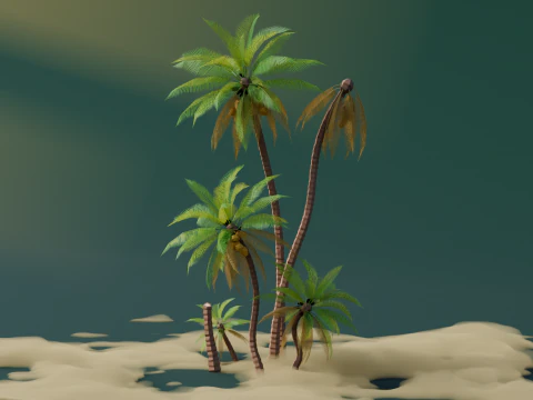 Low Poly Tropical Palms 3D Model
