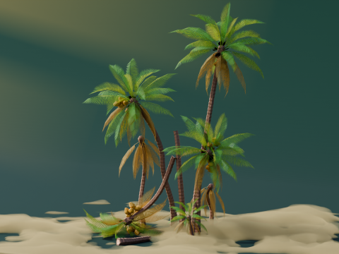 Low Poly Tropical Palms Modelo 3D