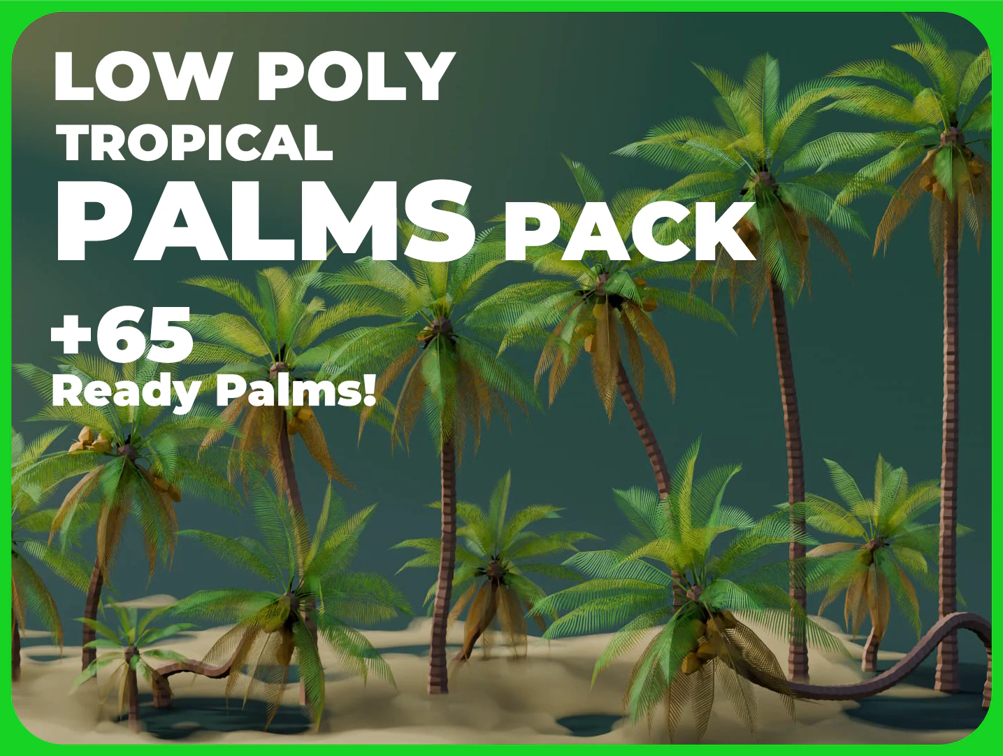Low Poly Tropical Palms 3D Model .c4d .max .obj .3ds .fbx .stl .blend