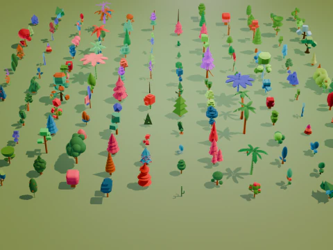 Mega Stylized Low Poly Tree Pack 20 Unique Models for Games 3D Model