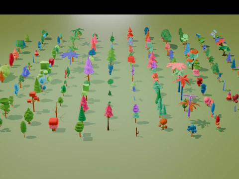 Mega Stylized Low Poly Tree Pack 20 Unique Models for Games 3D Model