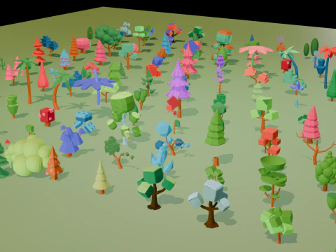 Mega Stylized Low Poly Tree Pack 20 Unique Models for Games 3D Model