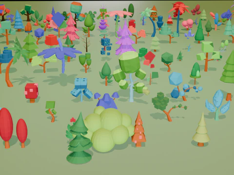 Mega Stylized Low Poly Tree Pack 20 Unique Models for Games 3D Model