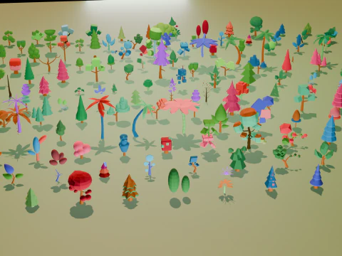 Mega Stylized Low Poly Tree Pack 20 Unique Models for Games 3D Model