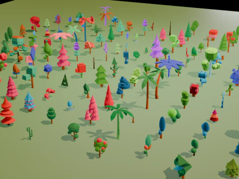 Mega Stylized Low Poly Tree Pack 20 Unique Models for Games 3D Model