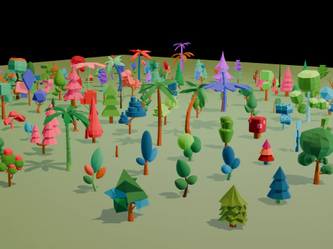 Mega Stylized Low Poly Tree Pack 20 Unique Models for Games 3D Model