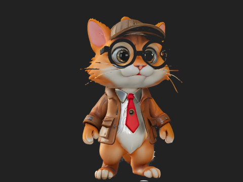 Intelligent Cat Character - Fun and Detailed 3D Printable Cat model Modelo de Impressão 3D