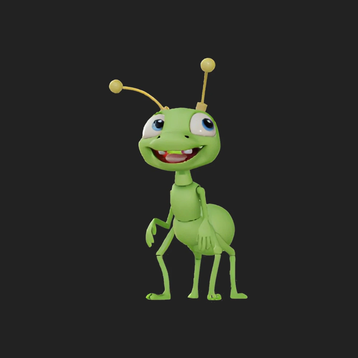 Cartoon Green Ant - Cute Insect for Printing and Display 3D Print Model .c4d .max .obj .3ds .fbx .stl .blend