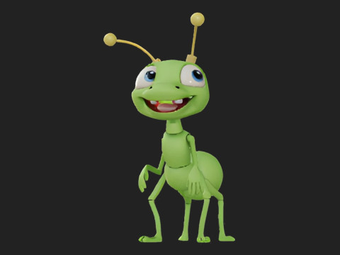 Cartoon Green Ant - Cute Insect for Printing and Display Modelo de Impressão 3D