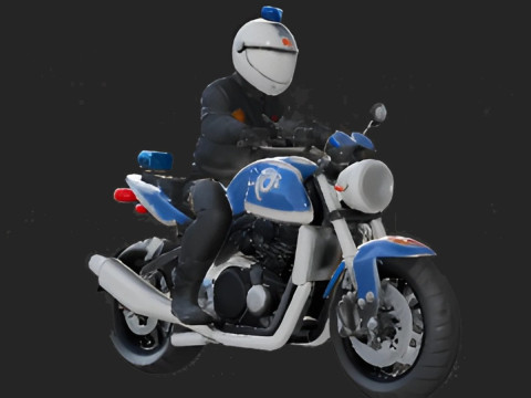 Realistic Detailed Police Motorcycle - Ready for Printing and Display Modelo de Impressão 3D