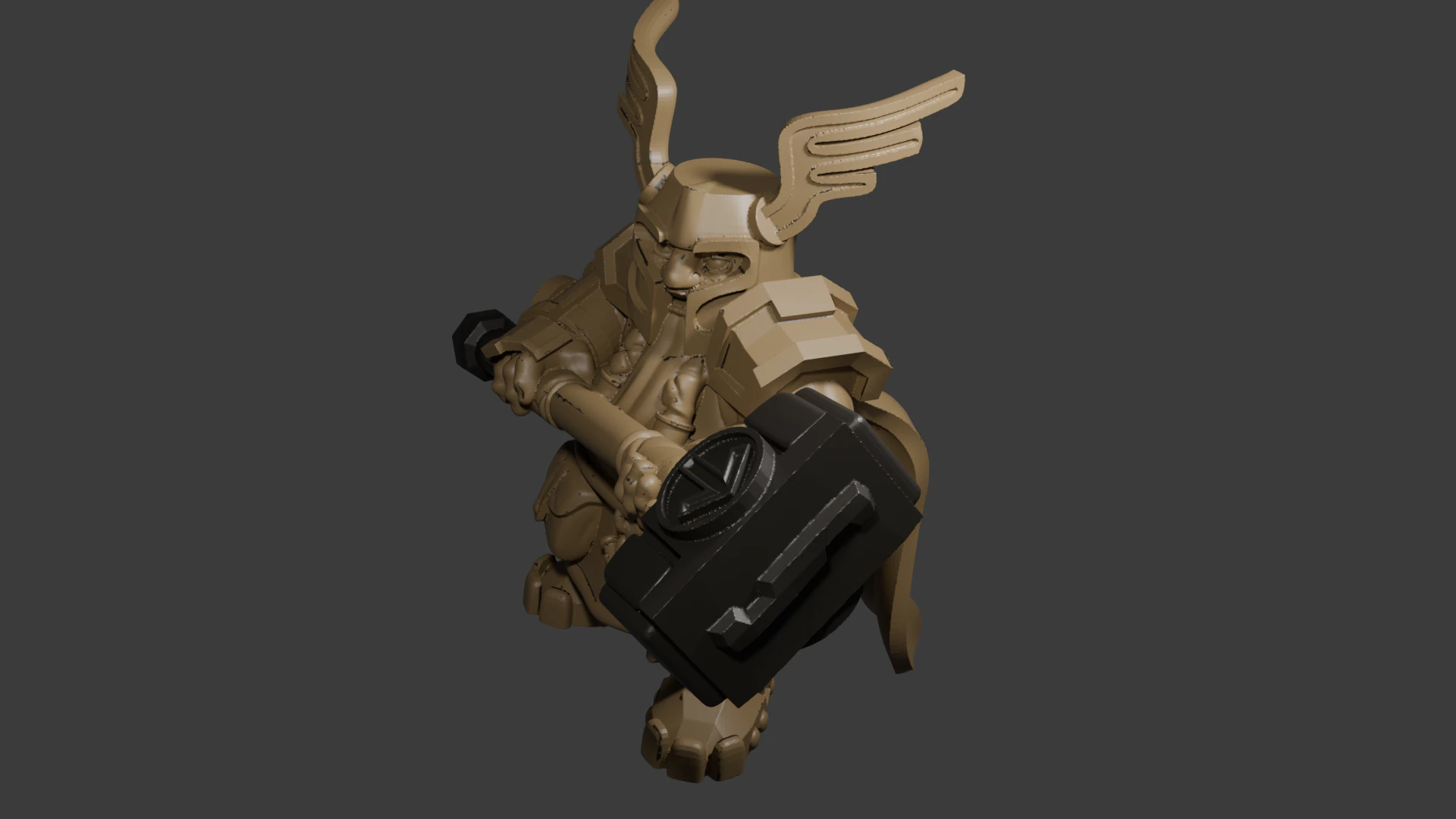 Dwarven Hammer Warrior 3D Printable Fantasy Miniature 3D Print Model .c4d .max .obj .3ds .fbx .stl .blend 
