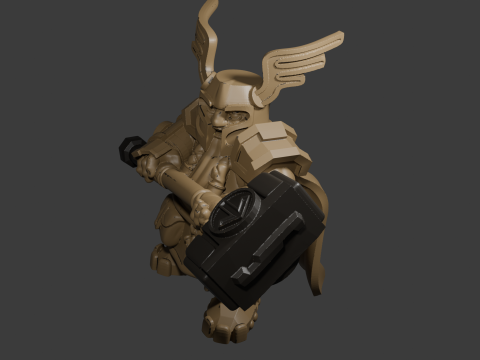 Dwarven Hammer Warrior 3D Printable Fantasy Miniature Modelo de Impressão 3D