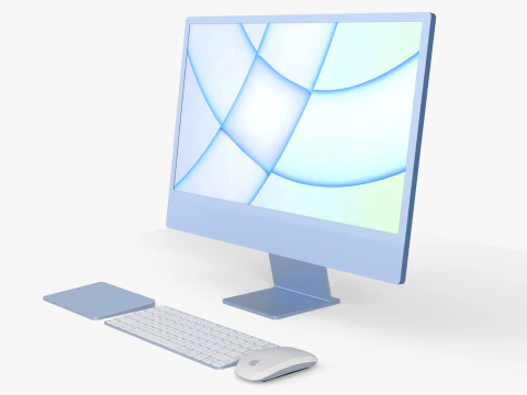 Realistic iMac setup STL 3D Printable with Accessories 3D Print Model