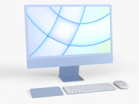 Realistic iMac setup STL 3D Printable with Accessories 3Dプリントモデル