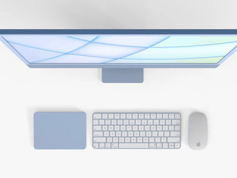 Realistic iMac setup STL 3D Printable with Accessories 3D Print Model