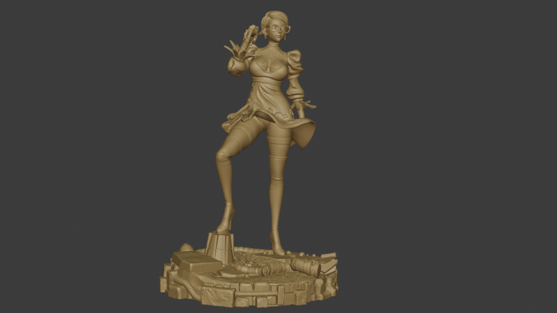 Steampunk Sorceress Highly Detailed 3D Printable Figurine 3D Baskı Modeli .c4d .max .obj .3ds .fbx .stl .blend