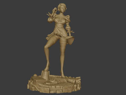 Steampunk Sorceress Highly Detailed 3D Printable Figurine Modelo de Impressão 3D